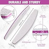 150 Pcs 100/180 Grits Nail Files Bulk Doubled Sided Emery Boards Reusable Curved Coarse Nail Buffers Manicure Tools for Acrylic Natural Toenails Home and Salon Use