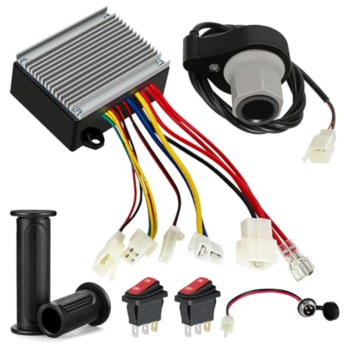 XIKOBY 24V Controller and Throttle Compatible with Razor E200 E300 Electric Scooter MX350 (V33+) Dirt Bike, Control Module for E300 (V13+) E200 (V13+) E-Scooter Parts with Charger Port Handlebar Grips