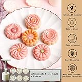 LIUDHPSP Moon Cake Mould Set,Includes12 pcs Sakura flower pattern base and 2 Pieces Bath Bombs Press,Mid Autumn Festival DIY Hand Press Cookie Stamps Pastry Tool Moon Cake Maker(50g) White L