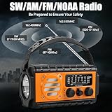 QAUYYW 74000mWh Emergency Radio with NOAA Weather Alert, Portable Hand Crank SW/AM/FM Survival Radio with Fast Charge Rechargeable Solar Battery, Flashlight, Reading Lamp,SOS Sirenor Home Outdoor