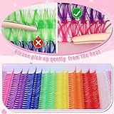 Colored Lash Clusters 300Pcs Individual Lashes D Curl 14mm/16mm Mixed 8 Colors Rainbow DIY Eyelash Extension Colorful Cluster Lashes with White Eyelash Clusters Pack