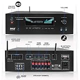 Pyle 1000W Bluetooth Home Theater Karaoke Receiver - 5.2-Ch Stereo Amplifier 2 UHF Wireless Microphone Video Pass-Through Supports, MP3/USB/HDMI/AM/FM Radio - Pyle PT888BTWM , Black