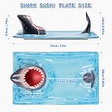 FUNGYAND Shark Sushi Plate, Hand-painted Underglaze Color Ceramics, Serving Plates for Sushi, Sashimi, Dumpling Dishwasher & Microwave Safe, Includes 40 Pcs Shark Sticks