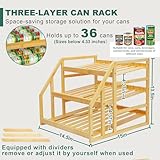 MinBoo Bamboo Can Rack Organizer, 3 Tier Stackable Can Storage Dispenser, for Food Storage,Canned Goods Organizer for Kitchen Cabinets or Pantry,Storage for 36 Cans