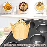 SRIVIJA Gold Tulip Cupcake Liners 100 Pcs Baking Paper Cups Holders Greaseproof Muffin Cases Wrappers for Wedding Birthday Party Baby Shower(Gold)