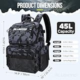 PLUSINNO Fishing Backpack with Rod Holders & Cooler, 45L Large Water-resistant Fishing Tackle Bag,Fishing Tackle Backpack Store Fishing Gear For Camping,Fishing Gifts for Men Father Black Camo