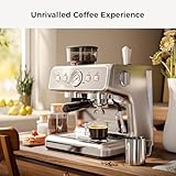 Kismile Espresso Machine with Grinder, 20 Bar Automatic Espresso Maker with Milk Frother Steam Wand, Removable Water Tank for Latte & Cappuccino, Professional Coffee Machine for Home (Stainless Steel)