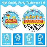 120pcs Toy Birthday Story Party Supplies Paper Plates Napkins Disposable Party Decorations Cartoon Cups for Boys Girl Birthday Decor for 30 Guests