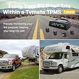 Tymate RV Tire Pressure Monitoring System, Tire Pressure Monitor System with Solar Charge, Trailer TPMS with 4 Sensors & 5 Alarm Modes, M7-3 TPMS - 2024 Updated w/Color LCD Display, 0-87PSI for RV