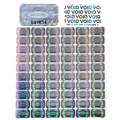 600 pcs Hologram Security Tamper evident Stickers Warranty Void Seal Labels with Unique Serial Number Genuine Authentic Tamper Proof Sticker(1X0.6 inch)