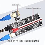 6 Pack PCIe Riser 1x to 16x, GPU Mining Riser Card Powered Riser Adapter Card VER010S PCI-E Extension Cable with LED & Triple Power Supply - GPU Riser Extender Mining ETH