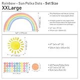 Watercolor Rainbow, Sun, Polka Dots Wall Decal for Kids Room, Nursery, Baby Room Wall Decor, Polka Dots Wall Mural, Rainbow Wallpaper, Full Rainbow Wall Decal (Rainbow-Sun-Polkadots, XXLarge)