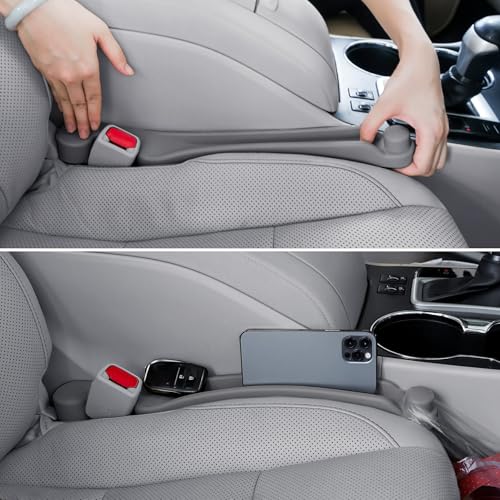Car Seat Gap Filler Set of 2, Soft Foam Multifunctional Seat Side Gap Filler with Organizer & Hook Function, 3in1 Gap Stopper Universal Fit Car SUV Truck Fill The Gap Between Seat & Console