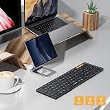 ProtoArc Foldable Bluetooth Keyboard, XK01 Folding Wireless Portable Keyboard with Numeric Keypad, Full-Size Travel Keyboard for iPad Tablet Smartphone Laptop PC Windows iOS Android, Black