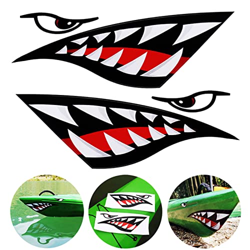 TENSPAL Shark Teeth Mouth Decals Sticker Kayak Boat Fishing Canoe Graphics Car Truck Reflective Graphics Accessories 2 Pcs