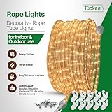 Tupkee Rope Light Warm Clear - 24 Feet (7.3 m), for Indoor and Outdoor use - 10MM Diameter - 288 Clear Incandescent Long Life Bulbs Decorative Rope Tube Lights - Pack of 2