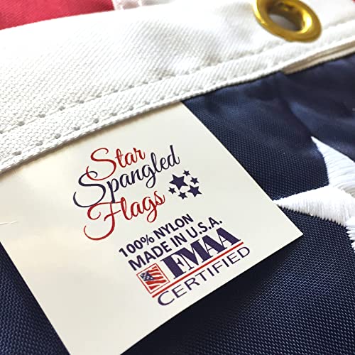 American Flag 3x5-100% Made In USA using Tough, Long Lasting Nylon Built for Outdoor Use, Featuring Embroidered Stars and Sewn Stripes plus Superior Quadruple Stitching on Fly End