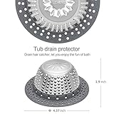 LEKEYE Drain Hair Catcher/Bathtub Drain Cover/Drain Protector for Pop-Up & Regular Drains(Patented Product)