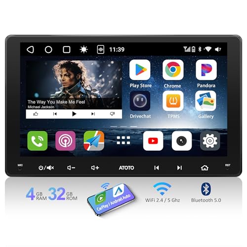 ATOTOLIFE S8 8-Core 9inch Android Double Din Car Stereo, Wireless CarPlay & Android Auto, 1280 * 720 QLED Touchscreen, 4G+32G, 4G LTE/WiFi&BT&USB Tethering,Dual Bluetooth, GPS Tracking, SCVC