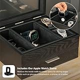 CASE ELEGANCE 8 Slot Watch Box Case Organizer for Men, Black Finish, Watch Display Case, Modular Valet Tray, Apple Watch Compatible with Apple Watch Stand, Accessory Drawer, Pillow Stands