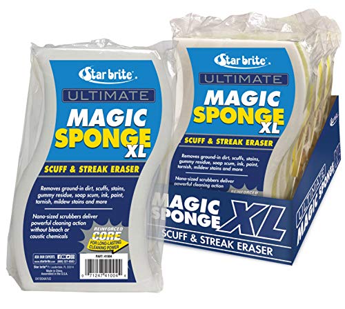 STAR BRITE XL Magic Sponge - 8 Pack - Extra Large, Long Lasting, Premium Melamine Boat Scuff Eraser - Multi-Purpose Scrubber - Bathroom, Kitchen, Floor, Bathtub, Toilet, Baseboard, Wall Cleaner