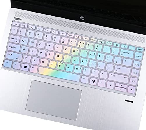 Keyboard Cover Skin for HP Elitebook 840 G5 & 840 G6 14" Notebook, HP Elitebook 745 G5 & 745 G6 14" & HP ZBook 14U G5 Keyboard Cover Protector Skin Accessories (with Pointing), Colorful Rainbow