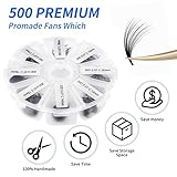 Premade Fans Short Stem 500 PCS 20D Eyelash Extensions 0.07mm C/D Curl 9-16mm Mixed WENDY LASHES Russian Volume Pre-made Lash Extension (500PCS-20D-0.07-D, 9-16mm mixed)