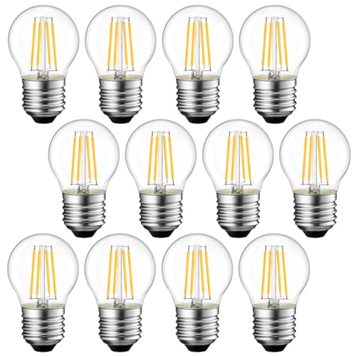 LVWIT G14 LED Filament Globe Bulb 4.5W(60W Equivalent), Dimmable 2700K Warm White Light E26 Screw Base, Decorative Edison Light Bulb, UL-Listed(12-Pack)