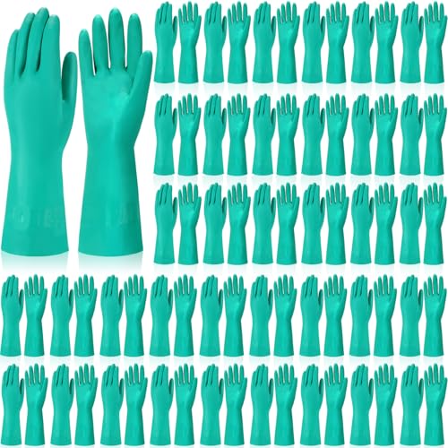 Potchen 20 Pairs Chemical Resistant Gloves Heavy Duty Thick Nitrile Gloves Bulk for Cleaning, Resist Household Acid, Alkali and Oil (X-Large)
