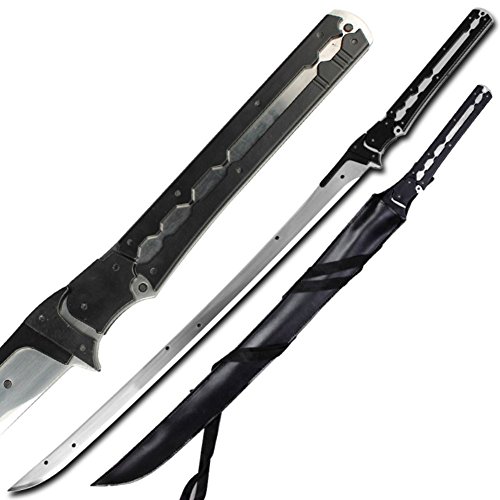 Armory Replicas™ Full Tang Handmade Katana Sword - 1045 High Carbon Steel Blade with Mirror Polish Finish, Tactical Mechanical Design, ABS Handle Inserts, Includes Faux Leather Sheath