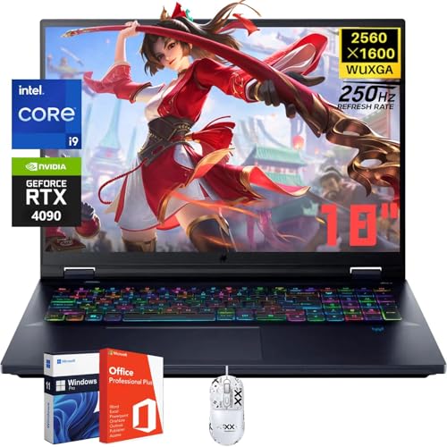 acer Predator Helios 18 Inch 250Hz Gaming Laptop, Intel i9-14900HX, GeForce RTX 4090, 64 GB DDR5, 8 TB SSD, WiFi 7, AI PC, Backlit KB, Win 11 Pro, Office Pro Lifetime License, Patented Mouse