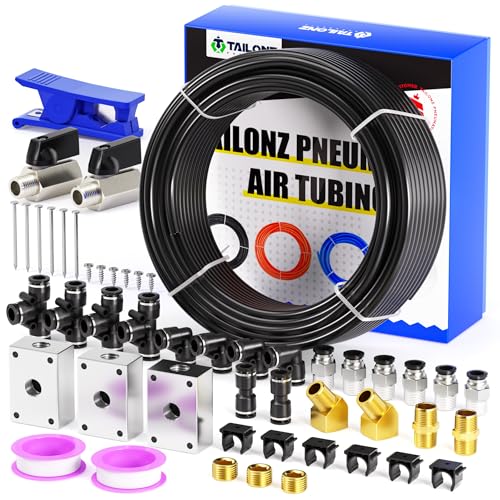 TAILONZ PNEUMATIC Air Line DOT 3/8 inch od Black Pneumatic Nylon Tube 100ft/32Meter Air Brake Tubing Nylon Hose