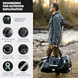 Extra Large Waterproof Duffel Bag - Heavy-Duty Duffle Dry Bag with Welded Seams & Rfid Pockets - Roll Top XL Duffel Bags for Traveling, Camping, Kayaking, Fishing, Canoeing, Boating - 90L, Black