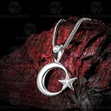 mysilverworld 925 Sterling Silver Crescent Moon Star Men's Necklace with Foxtail Chain (55cm)