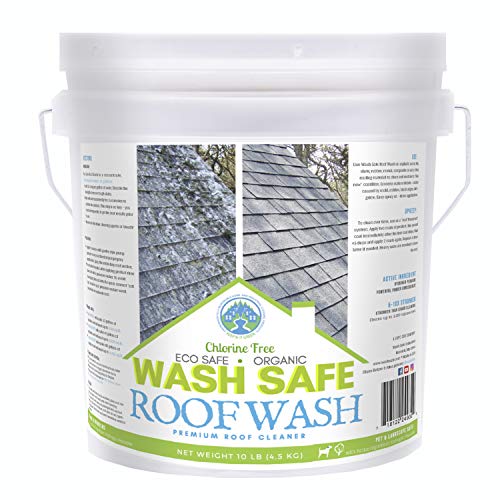 Wash Safe™ ROOF WASH Roof Cleaner, 10 lb. | Clear, Bleach-Free Concentrate | Clean Up to 10,000 sq. ft. of Asphalt, Wood, Slate and Ceramic Shingles or Tiles