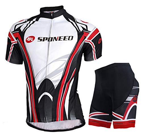 sponeed Cycling Jersey, Men's Bike Shirt Clothing Pants Outfit Jacket Biking Shorts Suit US S Red and Black