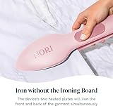 Nori Press Travel Steam Iron - Handheld Iron With Optional Steam Feature - No Ironing Board Required - Easy to Use w/ 6 Fabric Settings - Removes Wrinkles - Pink