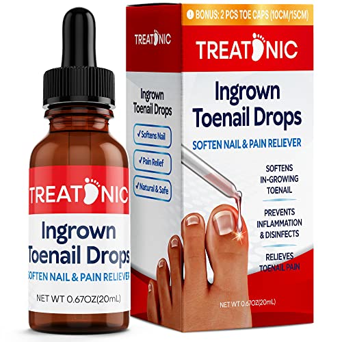 Treatonic Ingrown Toenail Treatment - Ingrown Toenail Pain Reliever and Softener Kit for Easy Trimming with Silicone Gel Toe Caps