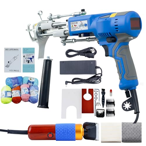 Electric Tufting Machine, 2 in 1 Carpet Weaving Machine Hand Tufting Gun Adjustable Speed Ergonomic Design, Cut Pile Rug Carpet Hand Tufted Gun for Rug Carpet