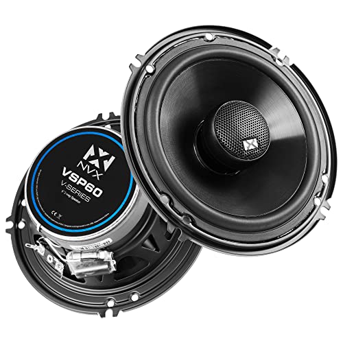 NVX® VSP60 6" Premium Car Speakers, 600W Max, 200W RMS, 2-Way 6 inch Coaxial w/ 1" Silk Dome Tweeters & Built-in X-Overs, Easy to Install in Cars/Trucks/Doors (Pair)