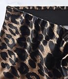 Outoshe Women's Satin High Waisted Maxi Skirts Hidden Elasticized Waistband A Line Long Skirt Leopard Brown