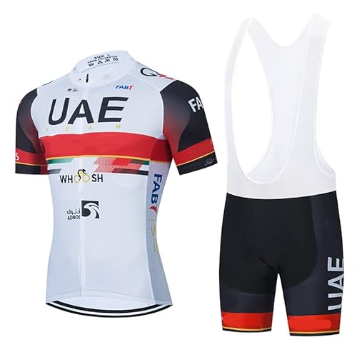 SGCIKER 2022 Men World Tour Team UAE Cycling Jersey Set,Summer Short Sleeve Breathable Cycle Shirt MTB Bike Clothing (L)