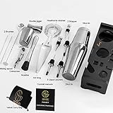 Soing 24-Piece Cocktail Shaker Set,Perfect Home Bartender Kit for Drink Mixing,Stainless Steel Bar Tools with Stand,Velvet Carry Bag & Recipes Cards Included (Silver)