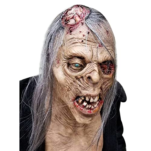 Kuberas Halloween Scary Zombie Mask Realistic Old Man Mask Horror Walking Dead Full Head Creepy Devil Cosplay Costume Mask