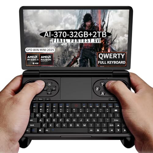 GPD Win Mini 2025 [Black-AMD AI 370-32GB+2TB] 7 Inches Mini Handheld Win 11 PC Video Game Console Gameplayer 1920X1080 Touchscreen Laptop Tablet PC