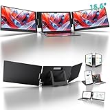 KYY 15.6" Laptop Screen Extender, 1080P FHD IPS Portable Monitor, One Cable USB-C Triple Monitor, Dual Travel Screen for 12"-17'' Laptops, 360° Rotation & Kickstand，X90D