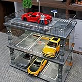 kivcmds 1:24 Scale Diecast Model Car Display Case Cabinet with USB Lights and Acrylic Cover,Diorama Garage for Sport Cars and Lego Speed Champions Car Collectibles