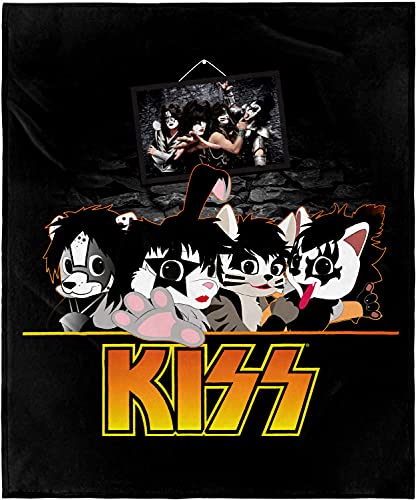 INTIMO KISS Blanket KISS Kitty Faces Photo Music Band Super Soft Fleece Throw Blanket 48" x 60" (122cm x152cm)