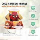 4 Pcs Set Cartoon Durable Tableware Meal Dishes Mealtime Food Feeding Eating Set includes Dinner Serving Bowl Plate Cup with a Matching Spoon and Fork