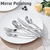 KINGSTONE Hammered Silverware Set, Flatware Set, 18/10 Stainless Steel Premium Cutlery with Unique Ripple Handles Design Mirror Polished - Dishwasher Safe (30-Piece)